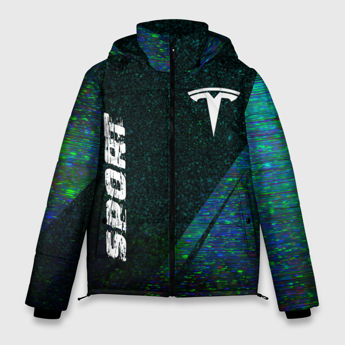 Мужская зимняя куртка 3D Tesla sport glitch blue фото