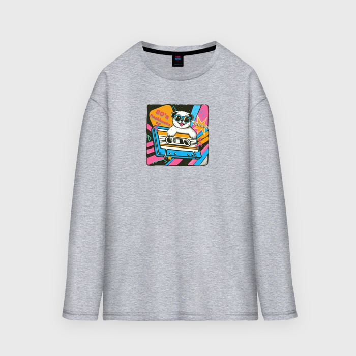 Мужской лонгслив oversize хлопок Ретро собака в стиле 80х фото