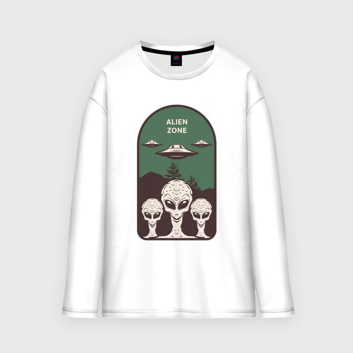 Мужской лонгслив oversize хлопок Пришельцы   alien zone фото