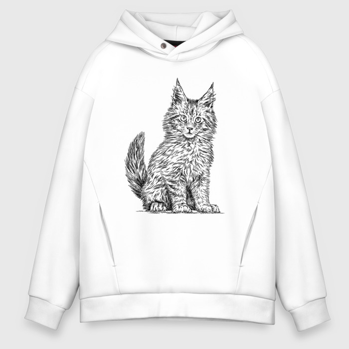 Мужское худи Oversize хлопок Котенок мейн куна фото