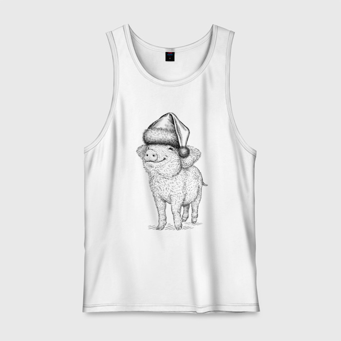 Мужская майка хлопок Новогодняя свинка фото