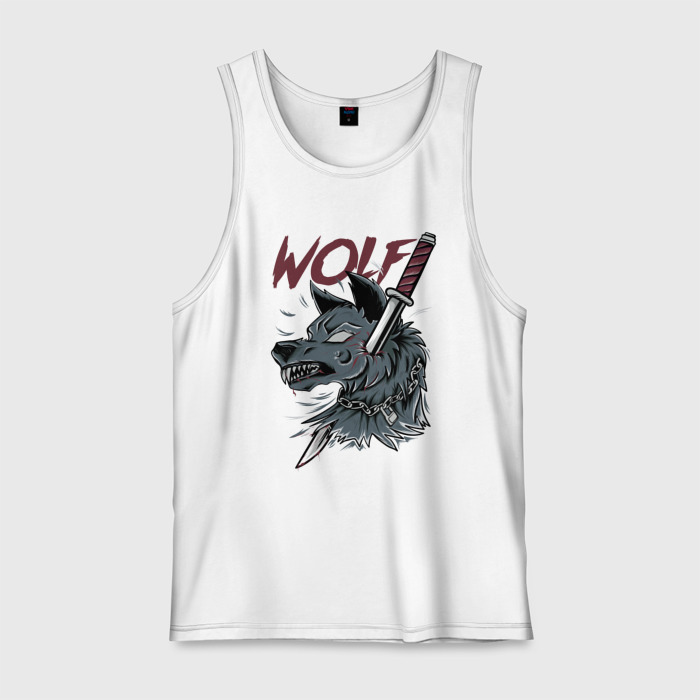 Мужская майка хлопок Волк на цепи фото