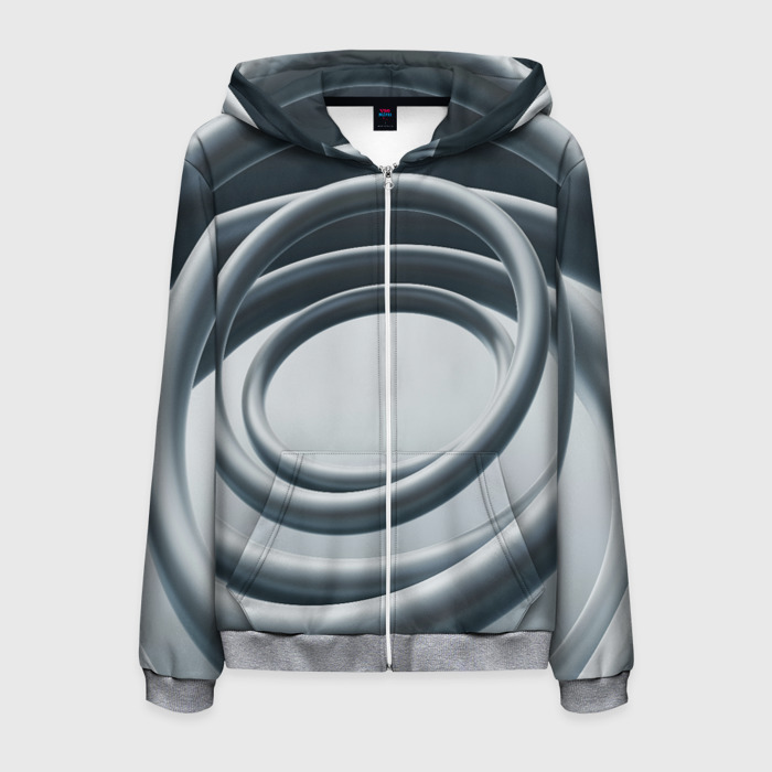 Мужская толстовка 3D на молнии Серые кольца фото
