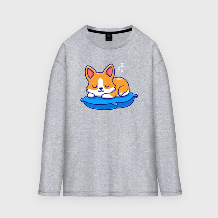 Мужской лонгслив oversize хлопок Спящий питомец фото
