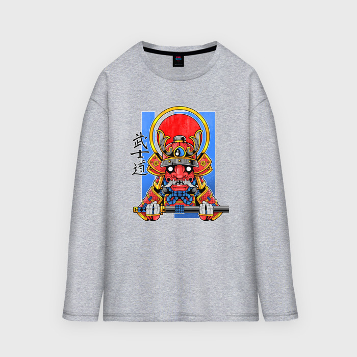 Мужской лонгслив oversize хлопок Мифический самурай фото