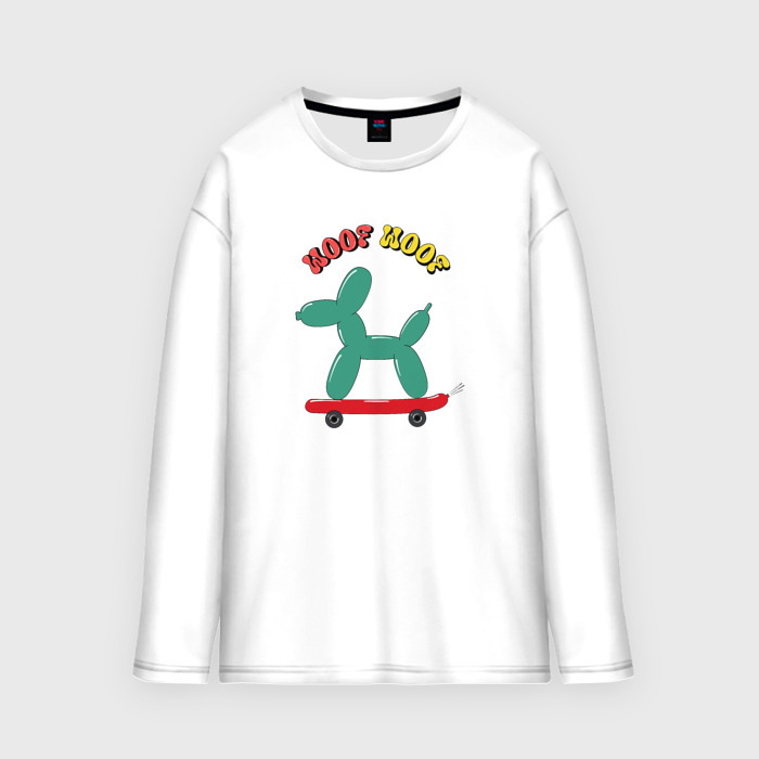 Мужской лонгслив oversize хлопок Собака шарик   woof фото