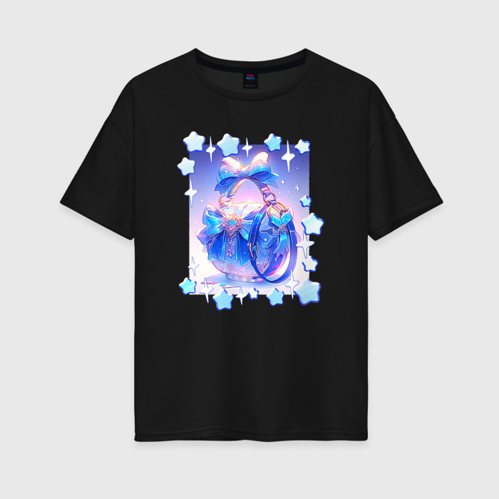 Женская футболка хлопок Oversize Сумка   банты фото