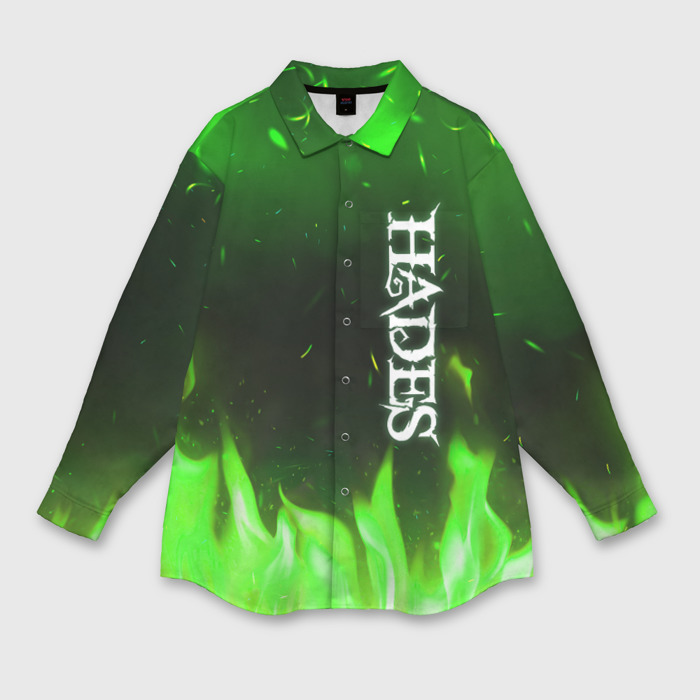 Мужская рубашка oversize 3D Logo Hades green hell fire фото