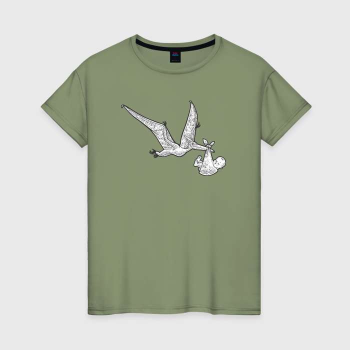 Женская футболка хлопок Птеродактиль с младенцем фото