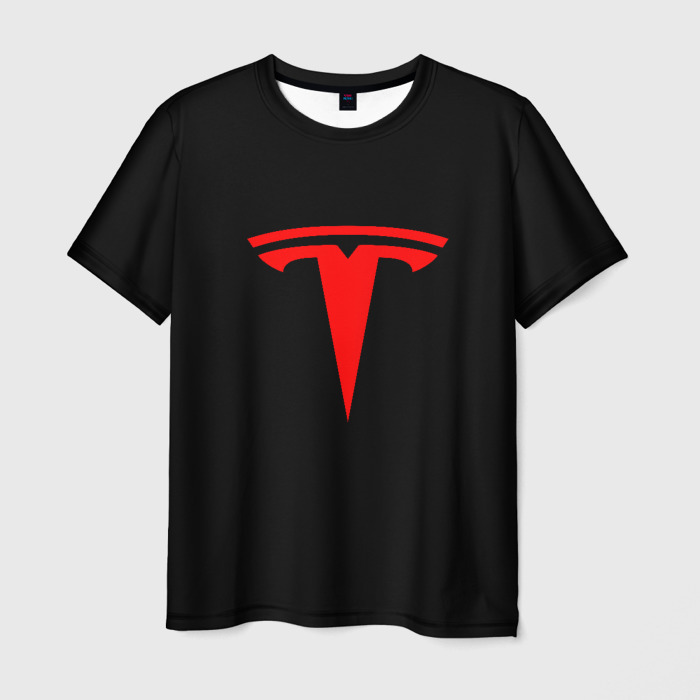 Мужская футболка 3D Tesla red logo фото