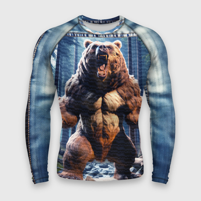Мужской рашгард 3D Свирепый медведь фото