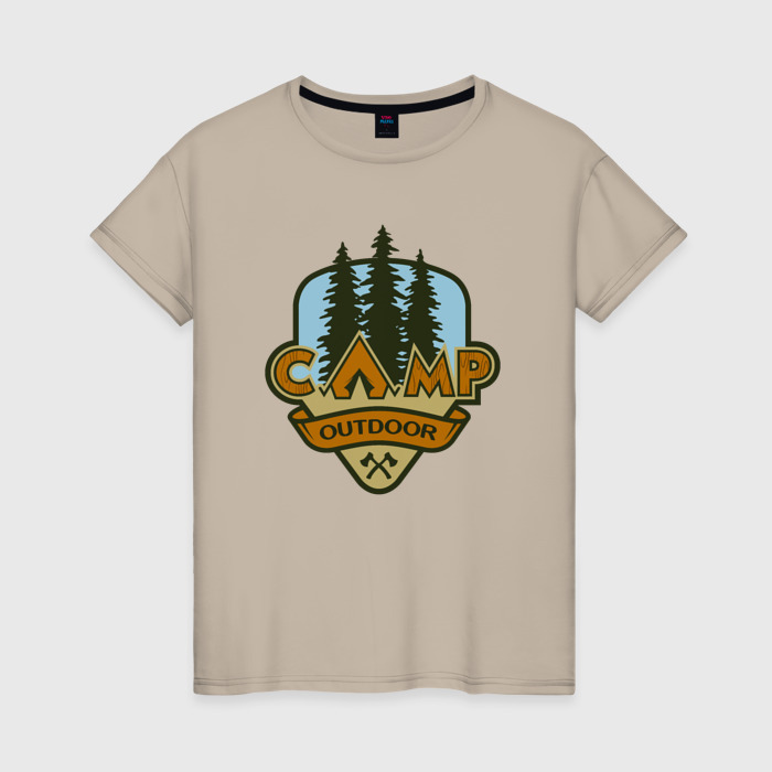 Женская футболка хлопок Лагерь на природе фото