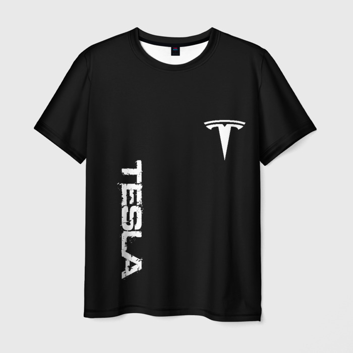 Мужская футболка 3D Tesla logo white фото