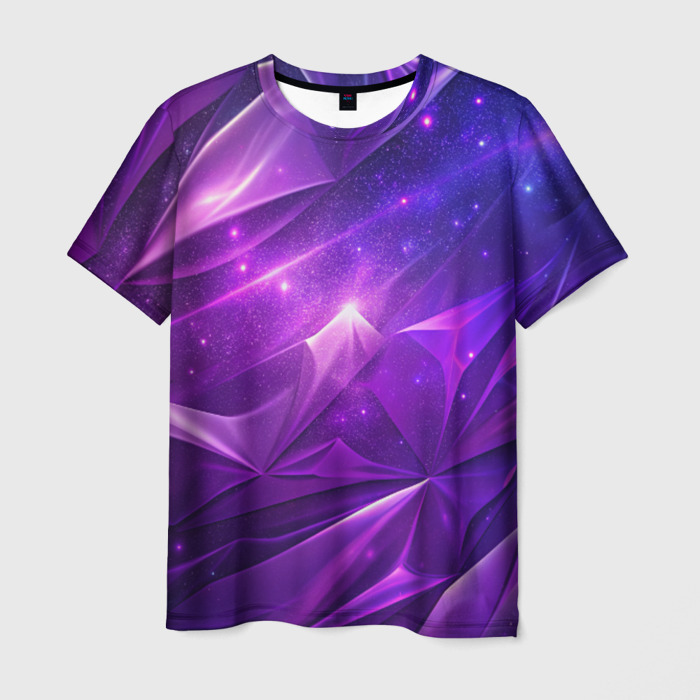 Мужская футболка 3D Фиолетовая текстура из объемных частиц фото