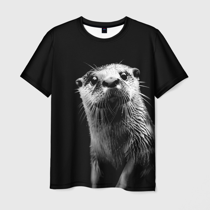 Мужская футболка 3D Выдра любопытная фото