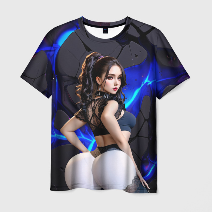 Мужская футболка 3D Сексуальная девушка в белом  обтягивающем белье фото