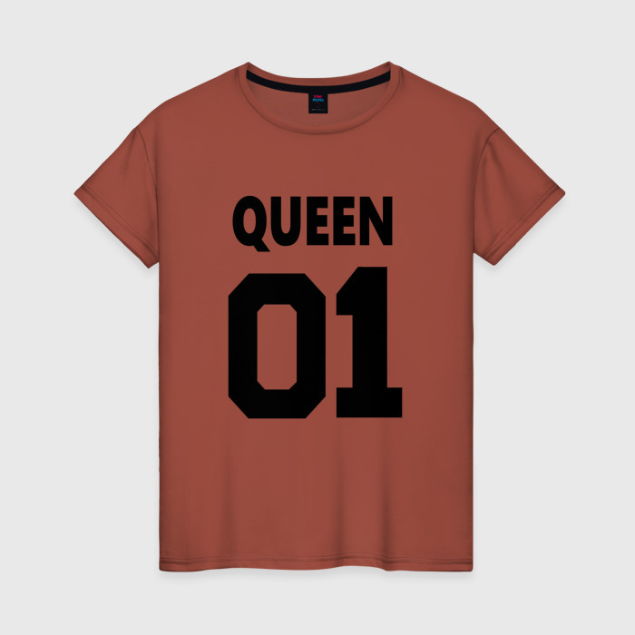 Женская футболка хлопок Футбольная надпись черного цвета: 01 королева фото