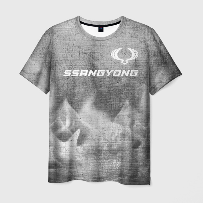Мужская футболка 3D SsangYong   grey gradient посередине фото