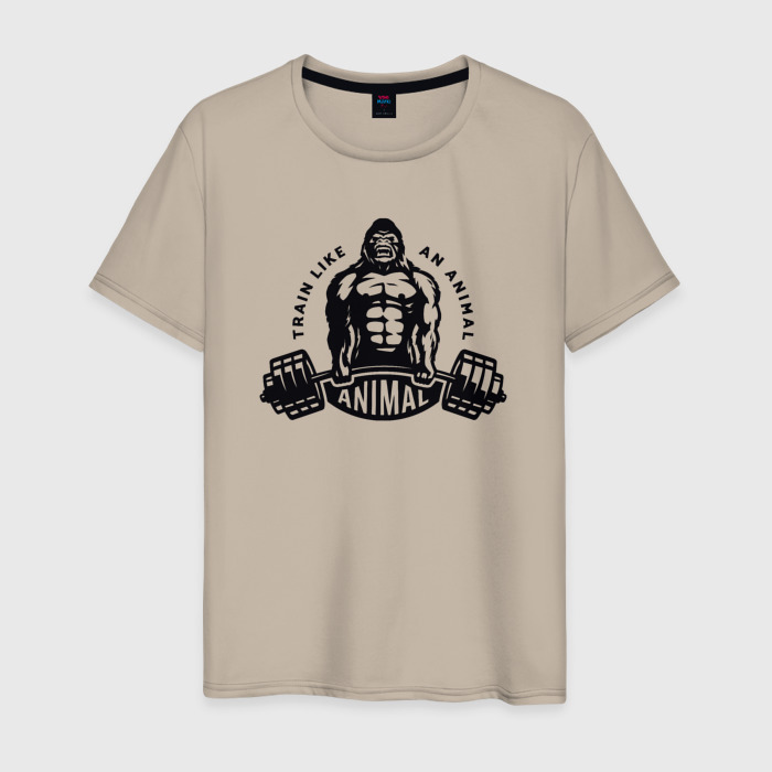 Мужская футболка хлопок Горилла   тренируйся как зверь фото