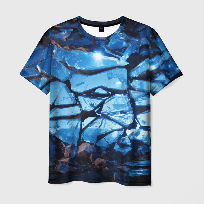 Мужская футболка 3D Куски разбитого льда фото
