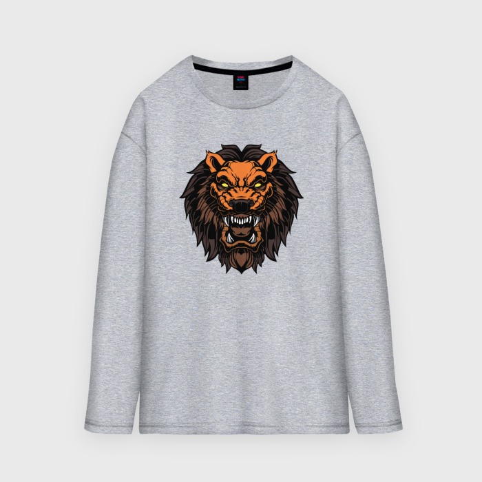Мужской лонгслив oversize хлопок Желтый свирепый лев фото