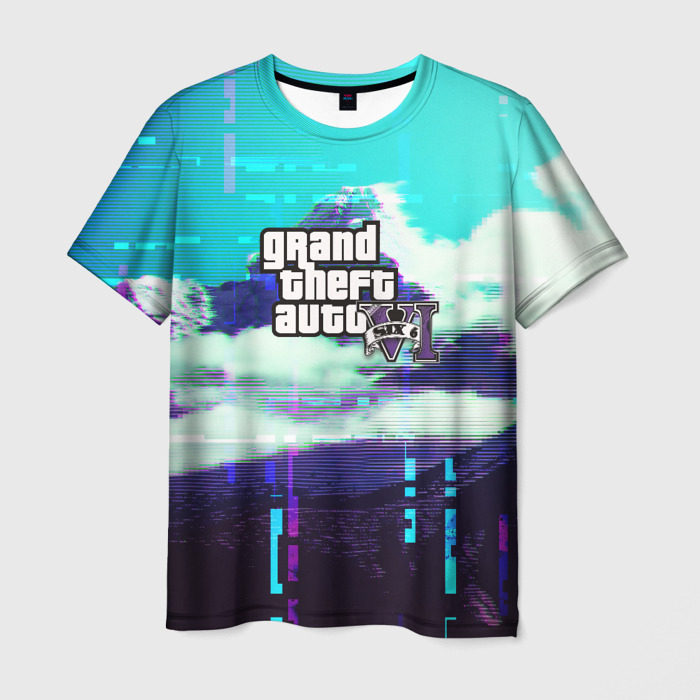 Мужская футболка 3D GTA6 glitch pattern фото