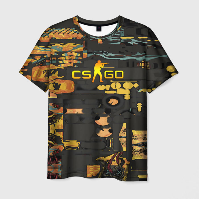 Мужская футболка 3D CSGO gold skin awp фото
