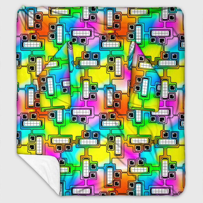 Плед с рукавами Разноцветные роботы паттерн фото