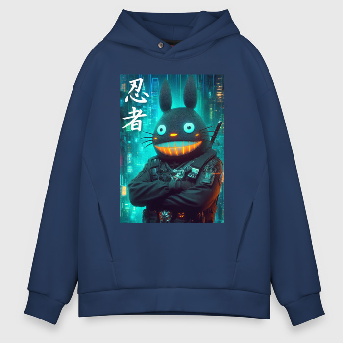 Мужское худи Oversize хлопок Cyber Totoro   ninja фото