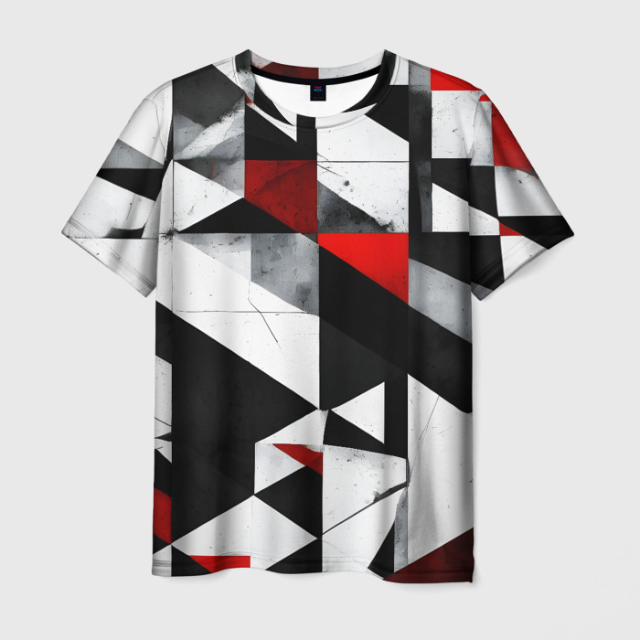 Мужская футболка 3D Red and black abstraction on a white background фото