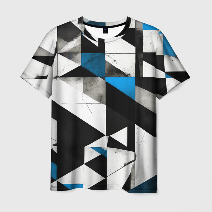Мужская футболка 3D Black and blue abstraction on a white background фото