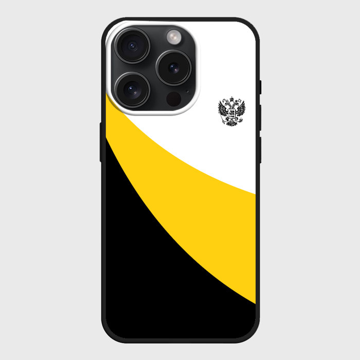 Чехол силиконовый для Apple iPhone 15 Pro матовый Мы русские с нами Бог малый черный герб Николай II фото
