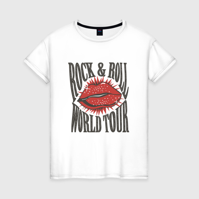 Женская футболка хлопок Рок н рол мировой тур фото