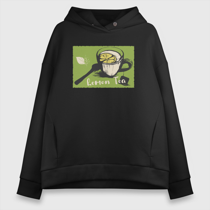 Женское худи Oversize хлопок Чашка лимонного чая фото