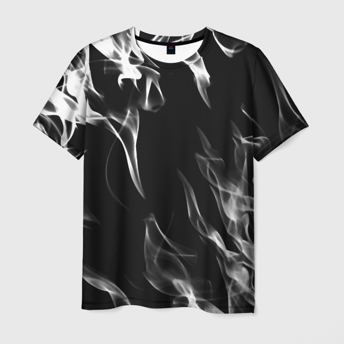 Мужская футболка 3D Белые языки пламени текстура фото