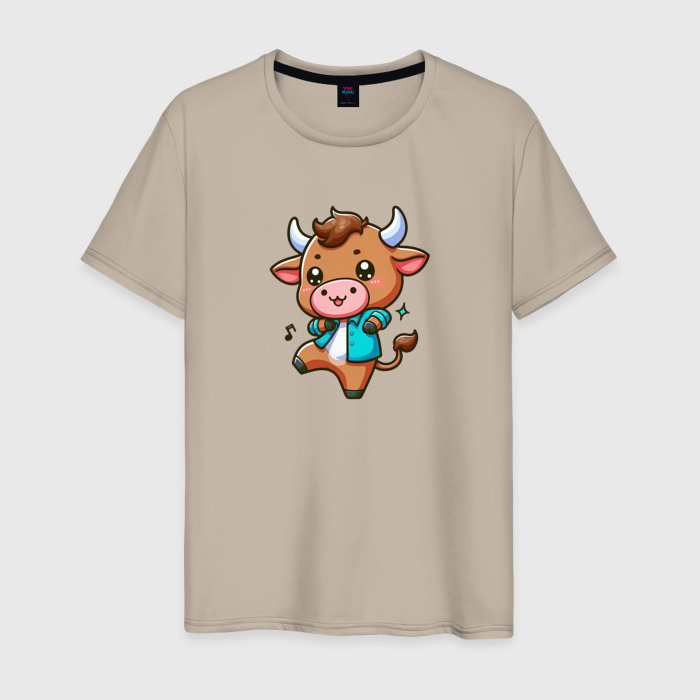 Мужская футболка хлопок Танцующий бычок фото