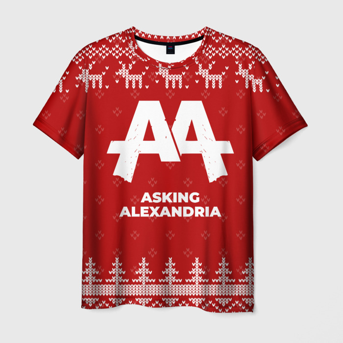 Мужская футболка 3D Новогодний Asking Alexandria с оленями фото