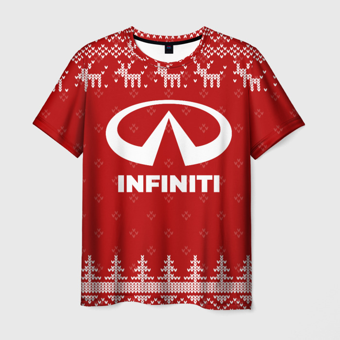 Мужская футболка 3D Новогодний Infiniti с оленями фото