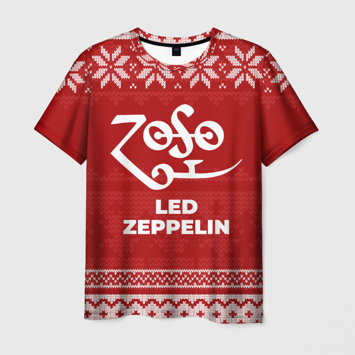 Мужская футболка 3D Новогодний Led Zeppelin фото