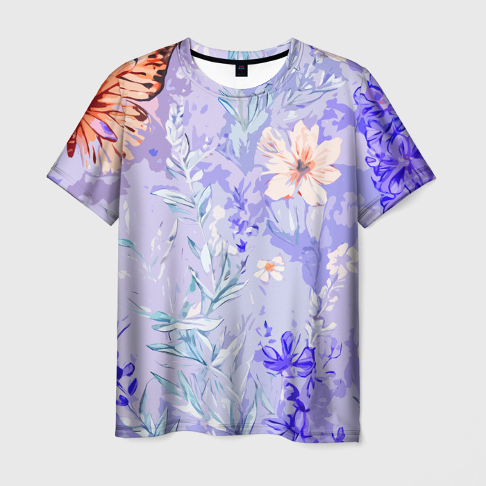 Мужская футболка 3D Растения на розовом фоне фото