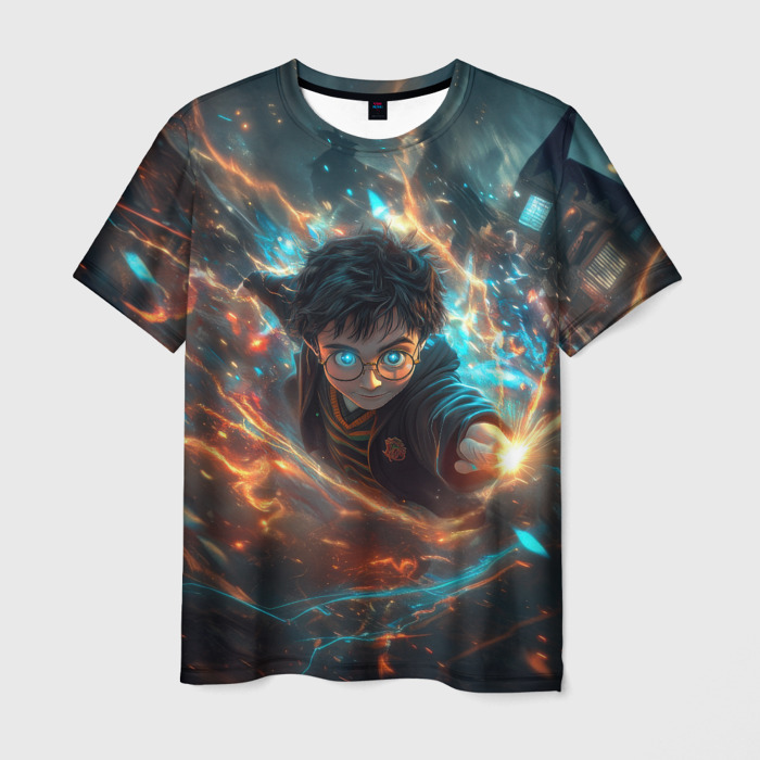 Мужская футболка 3D Гарри Поттер   вихрь магии фото