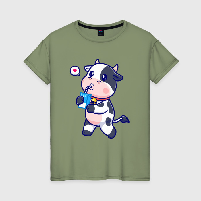 Женская футболка хлопок Коровка с молочком фото