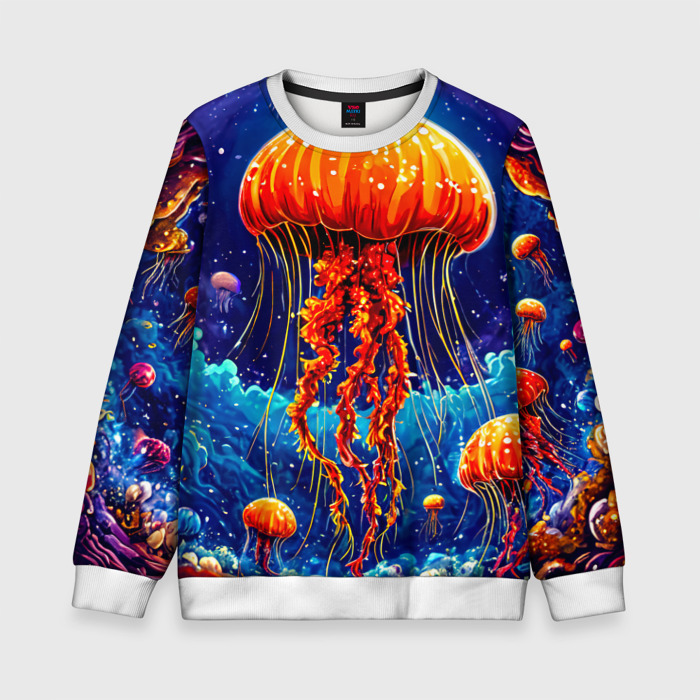 Детский свитшот 3D Оранжевые медузы фото