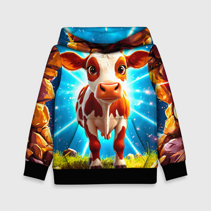 Детская толстовка 3D Коровка в ярких лучах фото