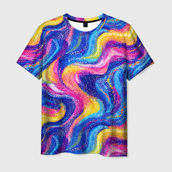 Мужская футболка 3D Радужные вихревые узоры фото
