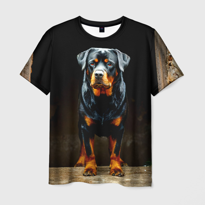 Мужская футболка 3D Ротвейлер в проеме фото