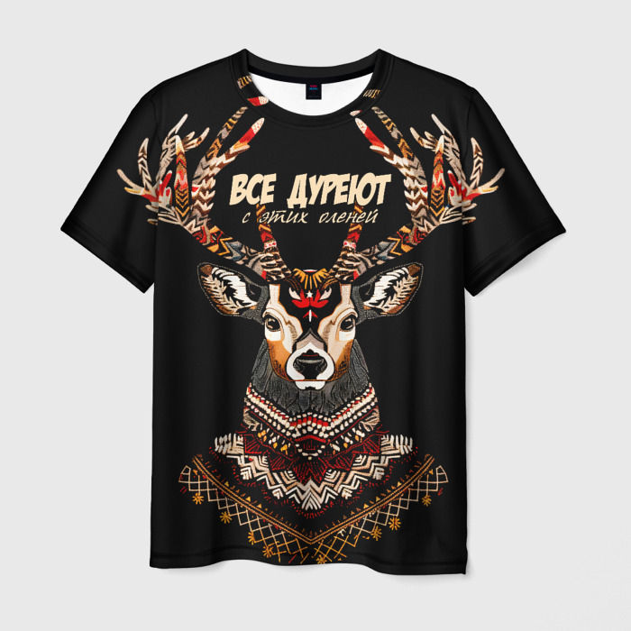 Мужская футболка 3D Все дуреют с этих оленей фото