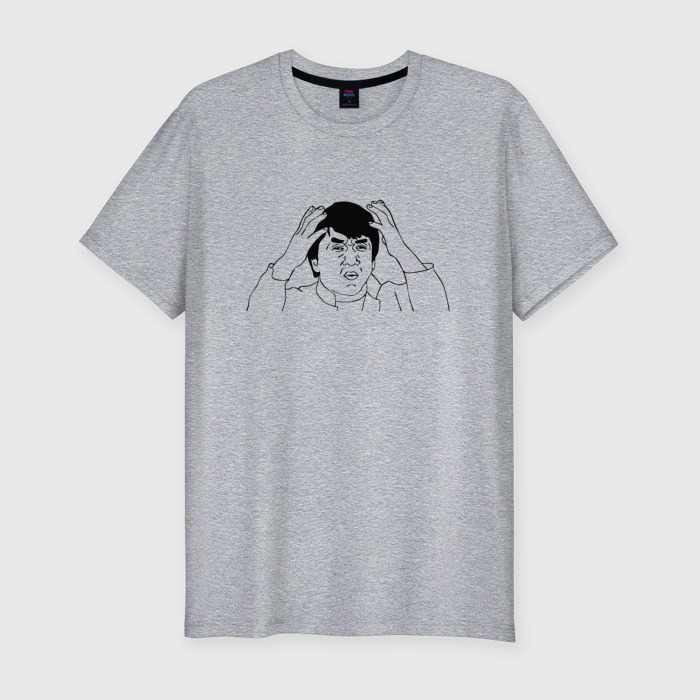 Мужская футболка хлопок Slim Джеки Чан мем фото