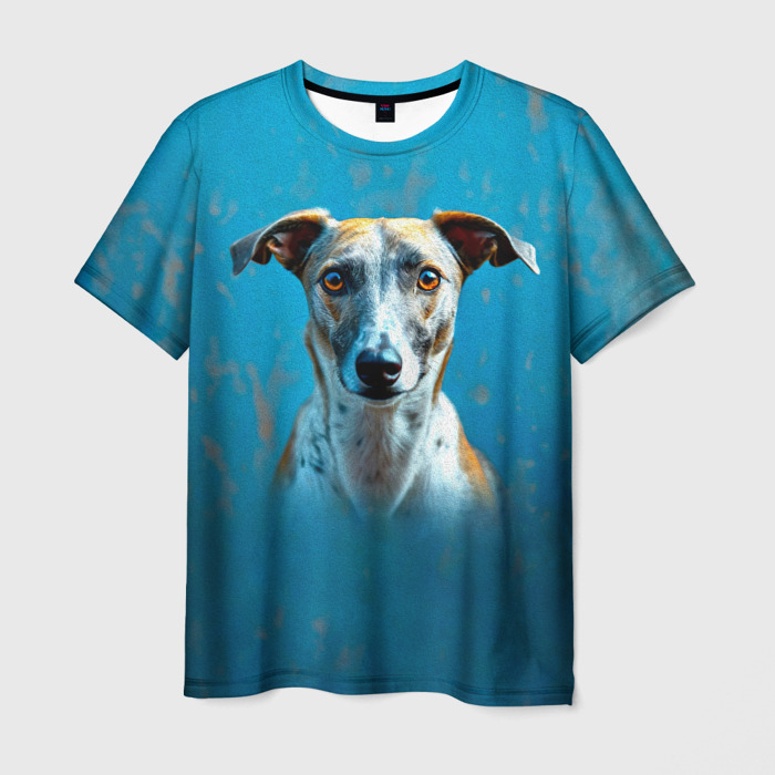Мужская футболка 3D Грейхаунд на синем фото