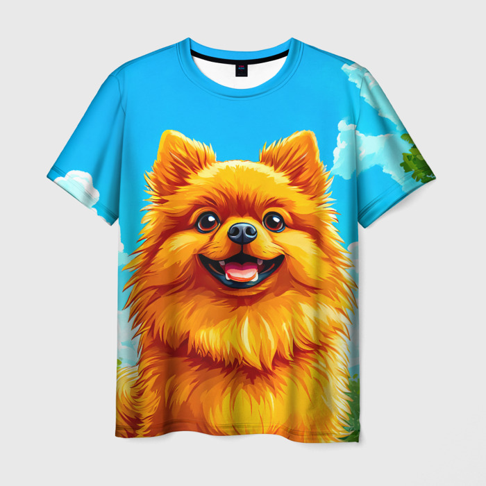Мужская футболка 3D Шпиц милашка фото